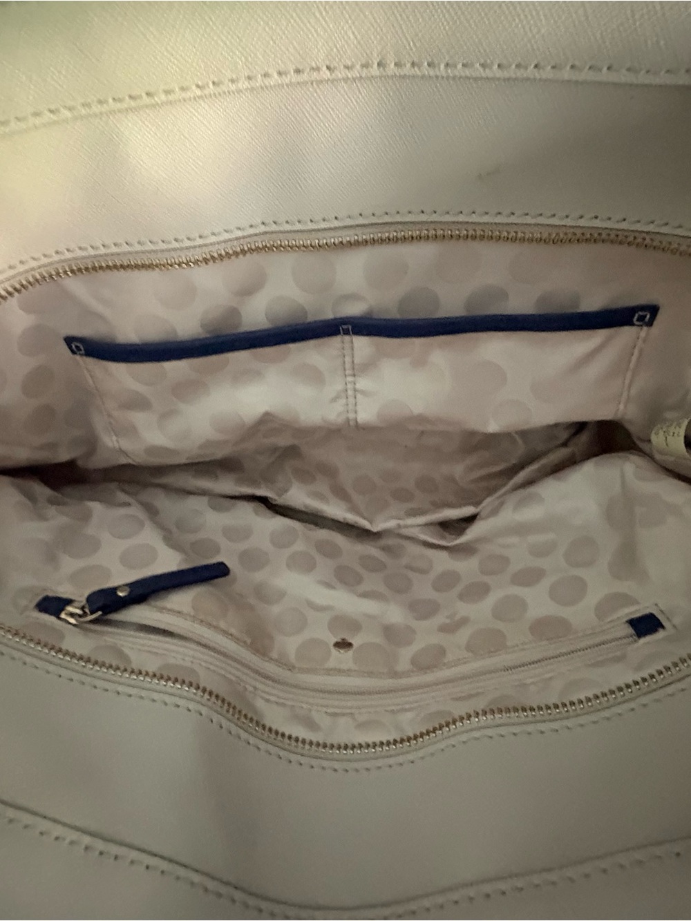 Kate Spade New York Cream & Navy Saffiano Leather Tote - Picture 4 of 4